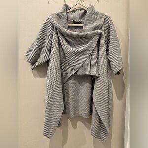Simply Vera Vera Wang Light Gray Ribbed Draped Sweater Poncho